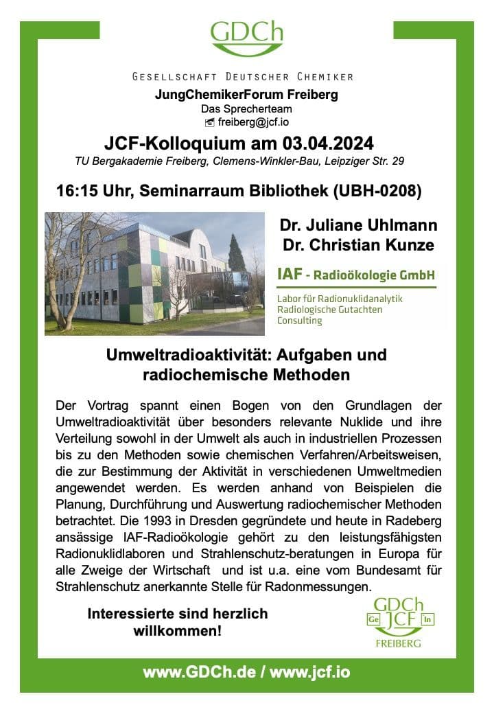 Umweltradioaktivität: Aufgaben und radiochemische Methoden