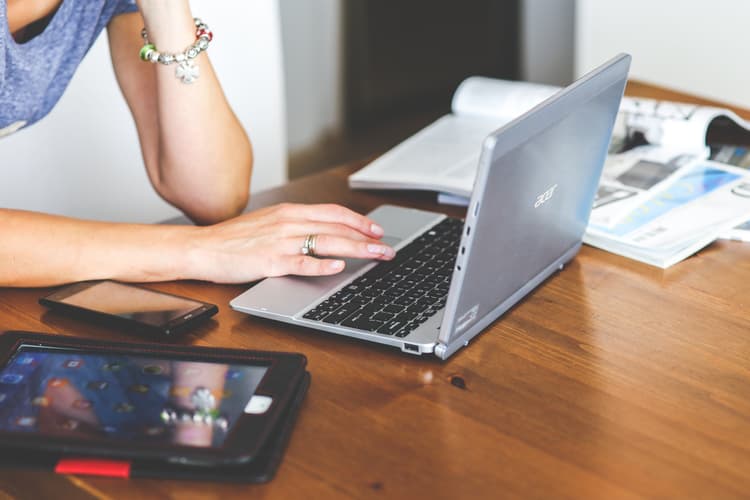 Woman using a laptop