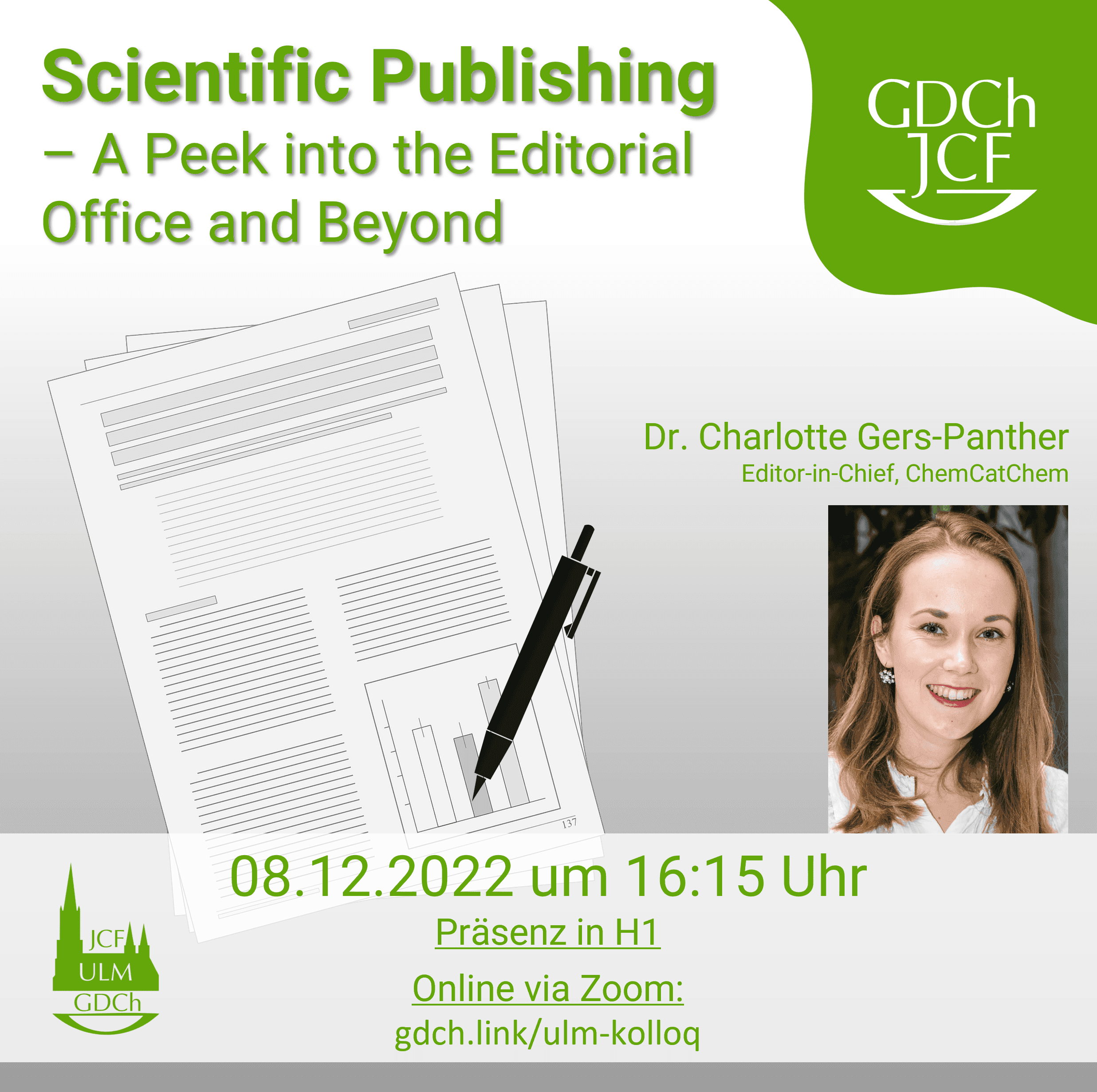Cancelled: JCF Ulm Hybridvortrag "Scientific Publishing – A Peek into the Editorial Office and Beyond"